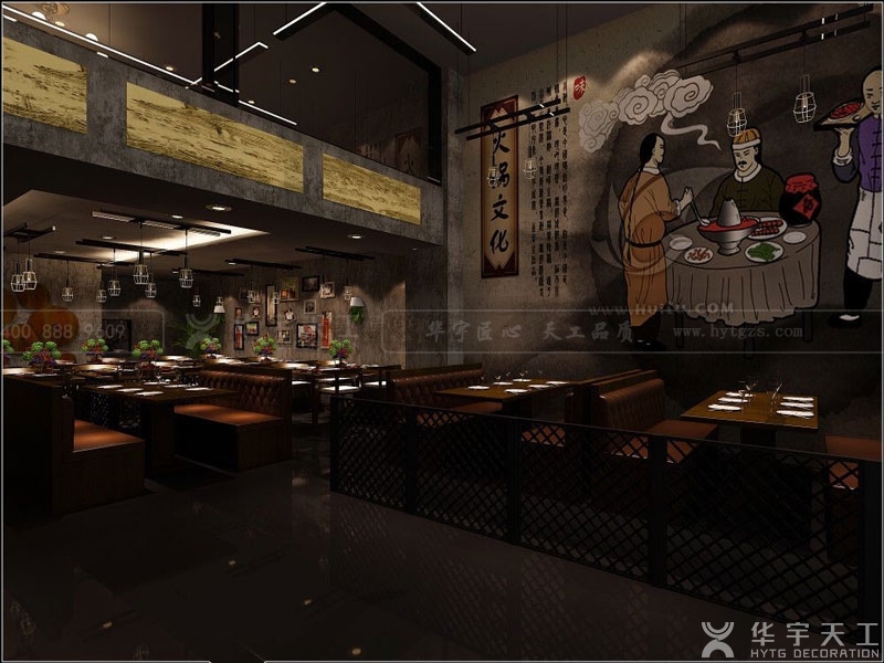 深圳餐厅装修 - 一锅两头牛火锅店餐厅装修案例